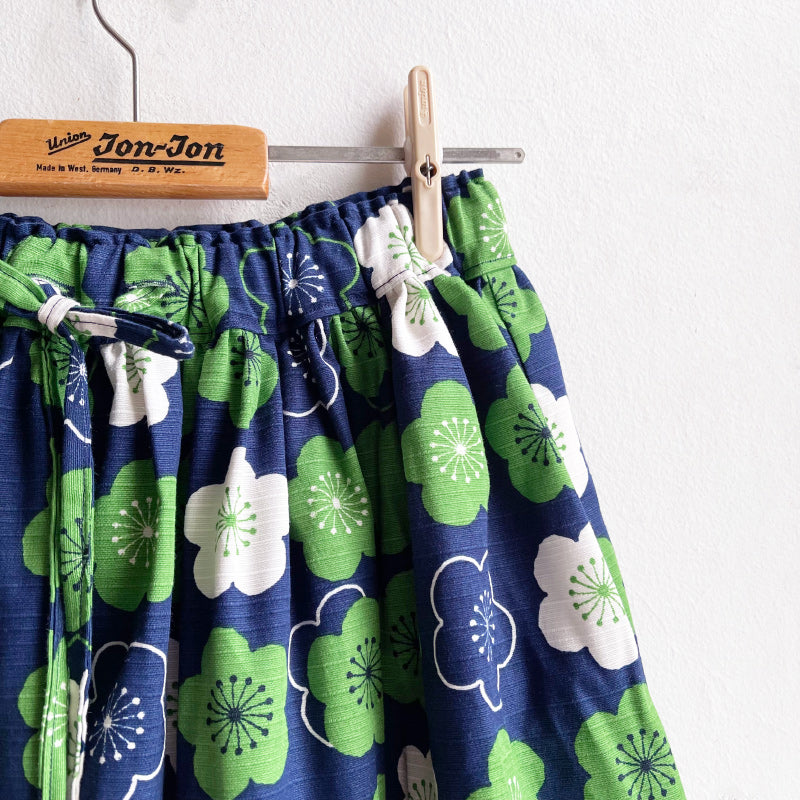 Shorties Long Skirt - Japanese Flower Blue/Green