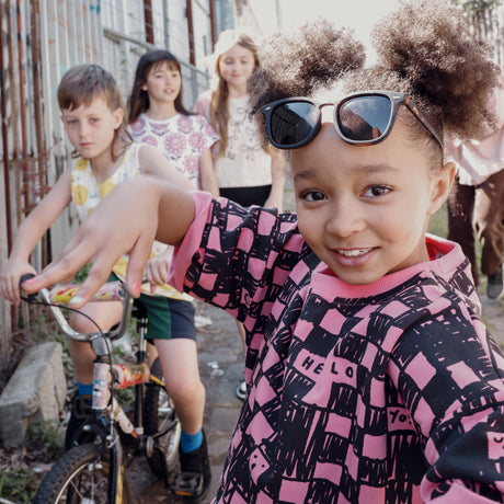 Minti SS Crew - Sketchy Grid Pink