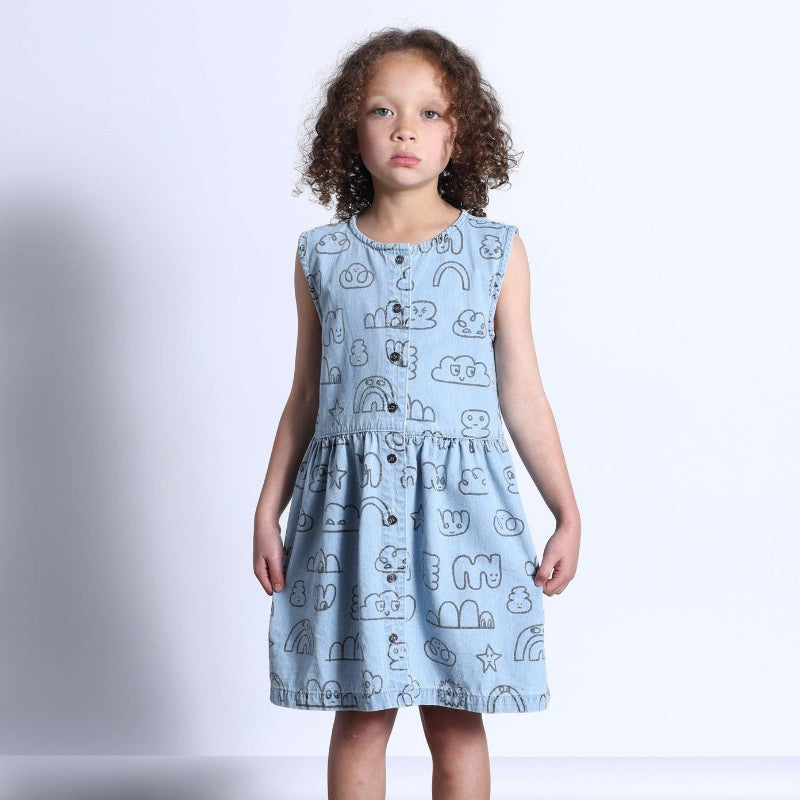 Minti Drawings Denim Dress - Blue