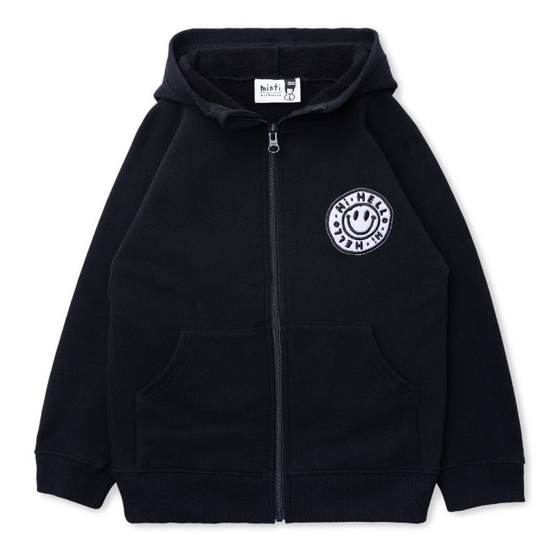 Minti Happy Furry Zip Up - Black
