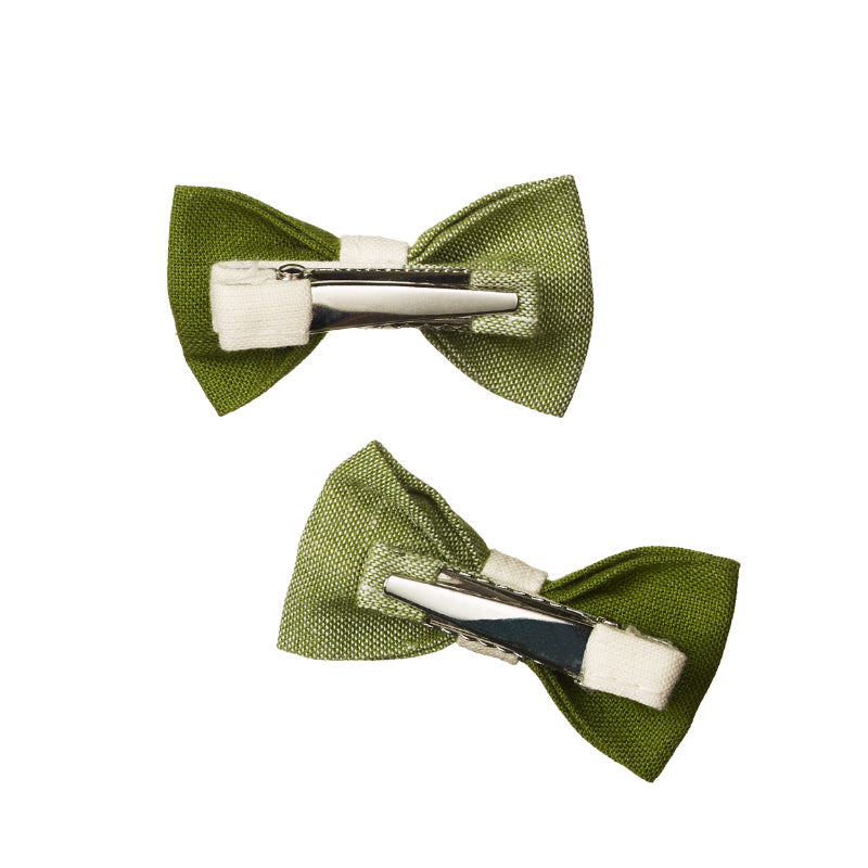 Nature Baby Bow Hair Clip 2PK - Jungle Check