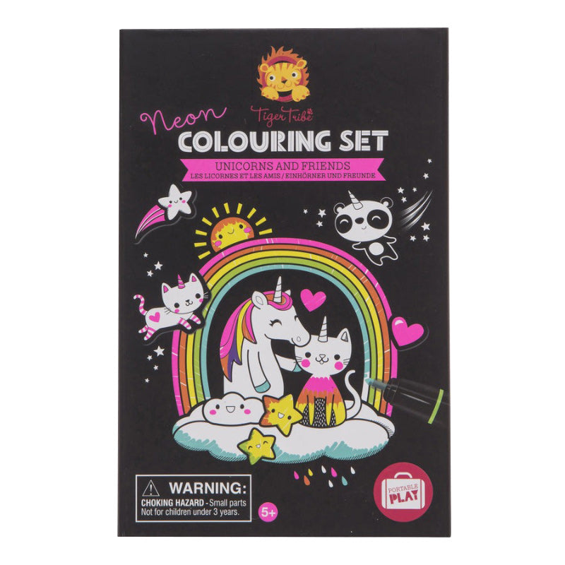Tiger Tribe Neon Colouring Set - Unicorn