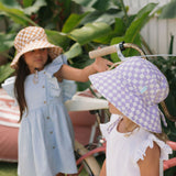 Acorn Broad Brim Hat - Lavender Checks