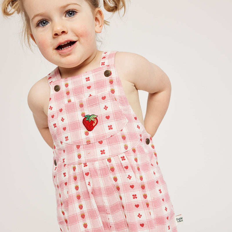 Goldie And Ace Vintage Overall - Berry Gingham