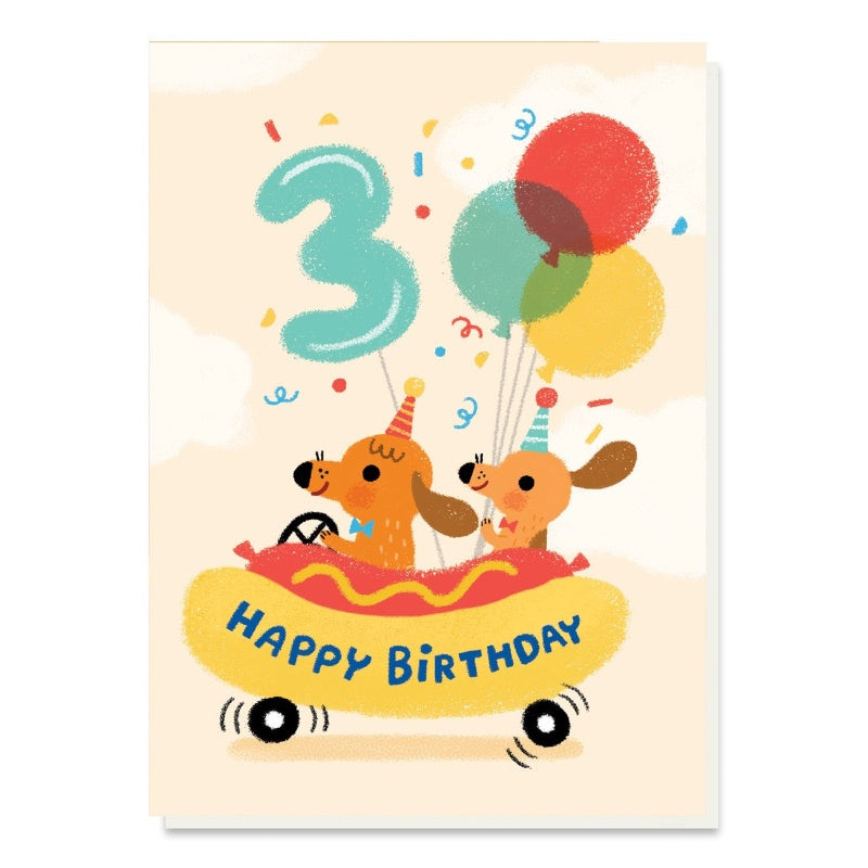 Age 3 Card - Hotdog