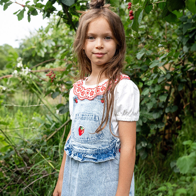 Goldie And Ace Denim Pinafore - Pippa Strawberry