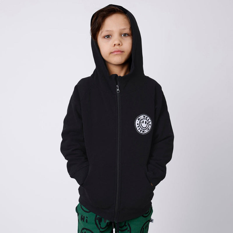 Minti Happy Furry Zip Up - Black