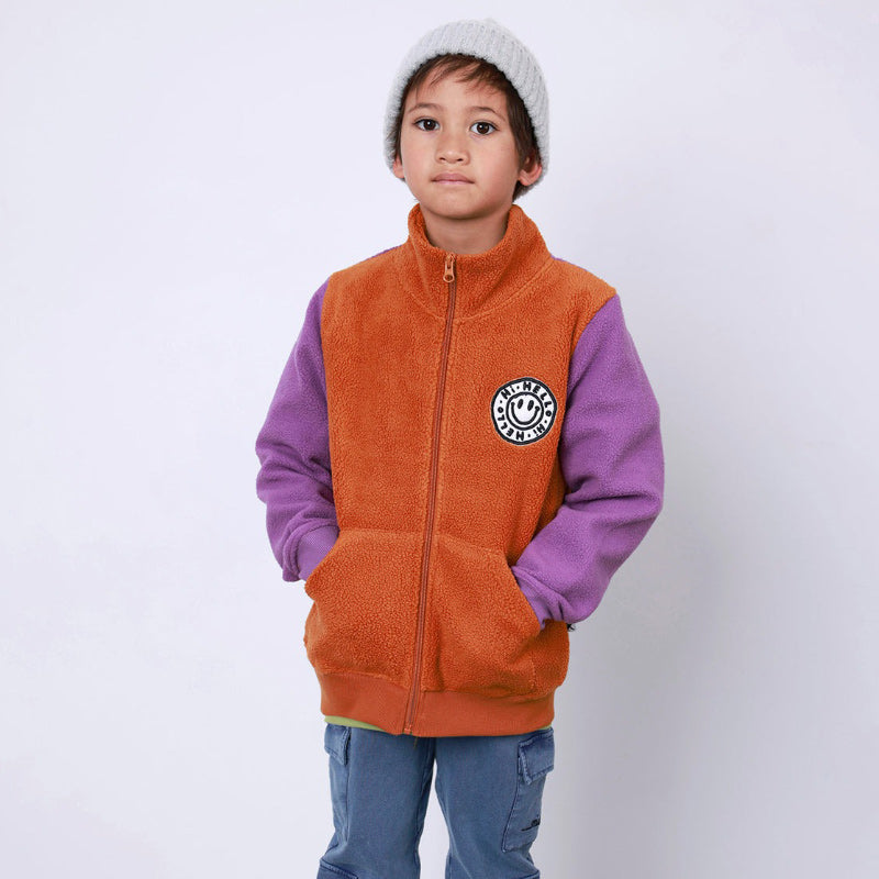 Minti Happy Teddy Zip Up - Rust/Purple