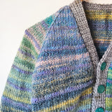 Handknitted Stripe Cardigan C (a) C (b) Variegated Greys and Multi Colours
