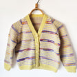 Handknitted Stripe Cardigan D Pale Yellow and Lavender Stripes