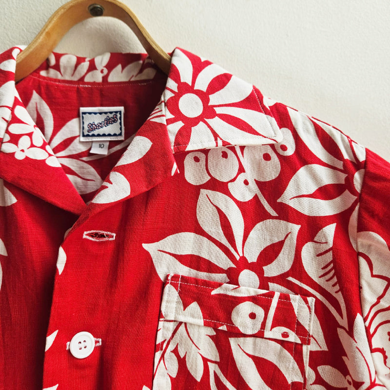 Shorties Disco Shirt Red and White Tropical Cotton