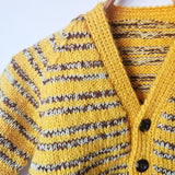 Handknitted Stripe Cardigan E Bright Yellow and Fawn Stripes