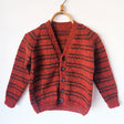 Handknitted Stripe Cardigan H (a) H(b) Rust Brown Variegated and Dark Brown Stripes