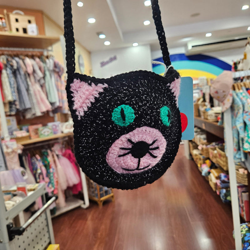 Glitter Cat Hand Knitted Handbag