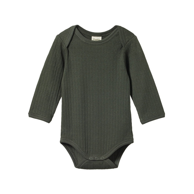 Nature Baby LS Bodysuit Pointelle - Thyme