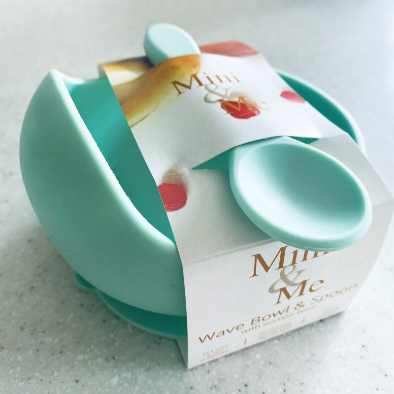Mini And Me Wave Bowl & Spoon - Spearmint
