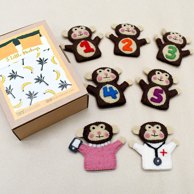 Five Little Monkey, Finger Puppet Set