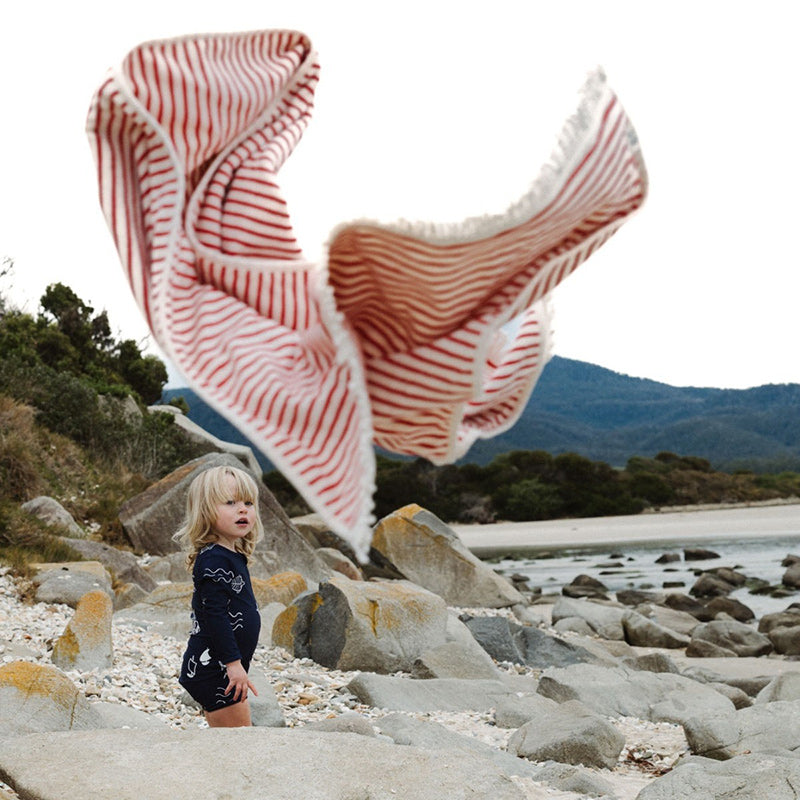 Nature Baby Beach Towel - Red Sea Stripe