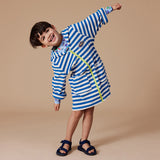 Goldie & Ace Little Fishy Terry Towelling Cover Up - Azure Stripe