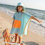 Acorn Hooded Towel - Light Blue/Orange