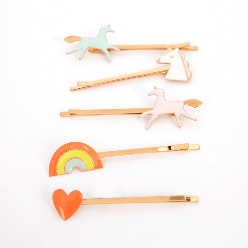 Enamel Hair Slides - Unicorn