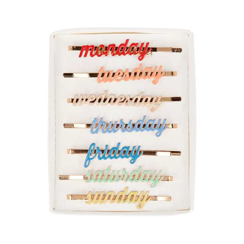 Enamel Hair Slides - Week Day