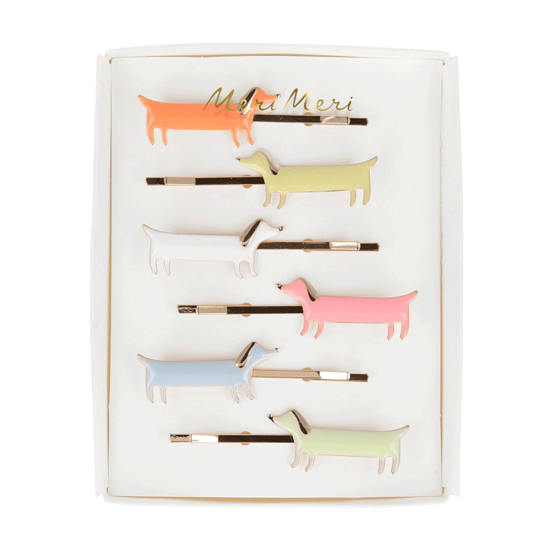 Enamel Hair Slides - Sausage Dog