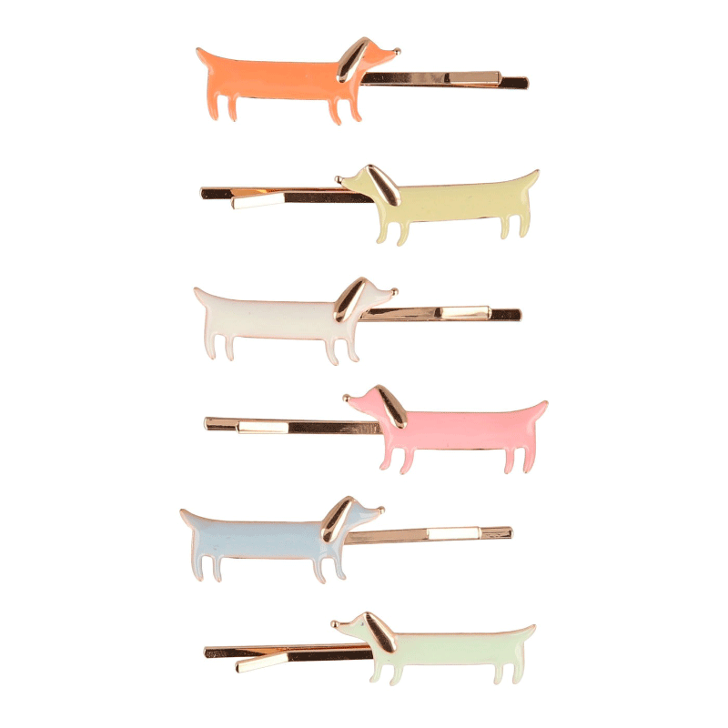Enamel Hair Slides - Sausage Dog