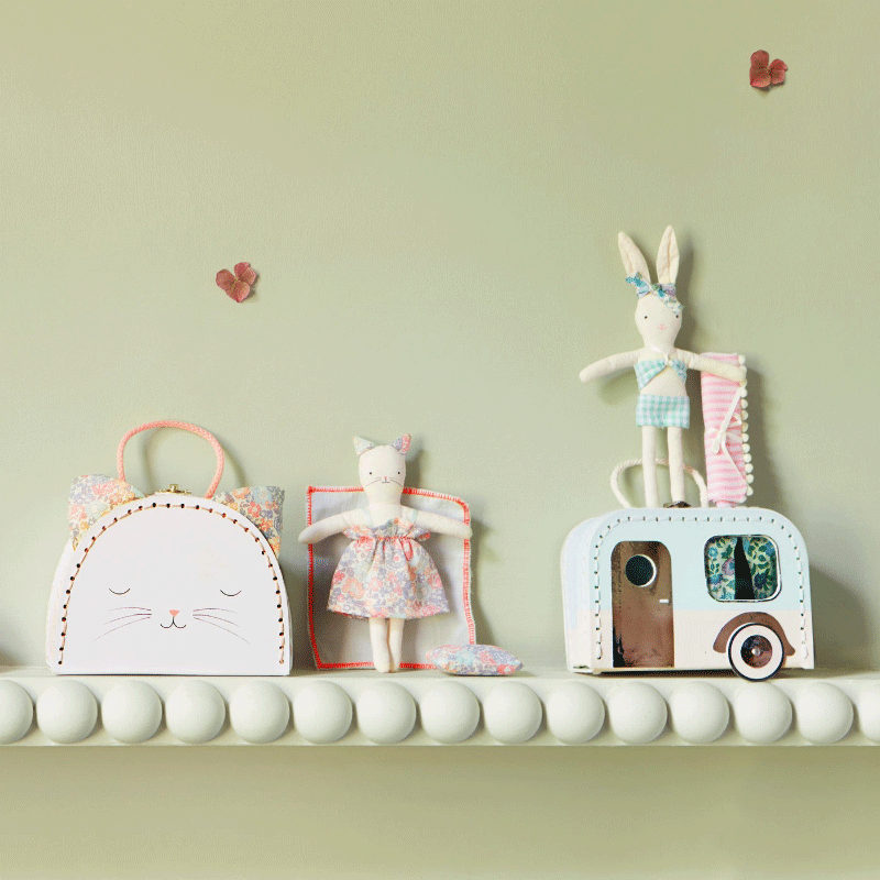 Mini Suitcase Doll - Floral Kitty