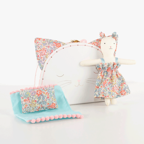 Mini Suitcase Doll - Floral Kitty