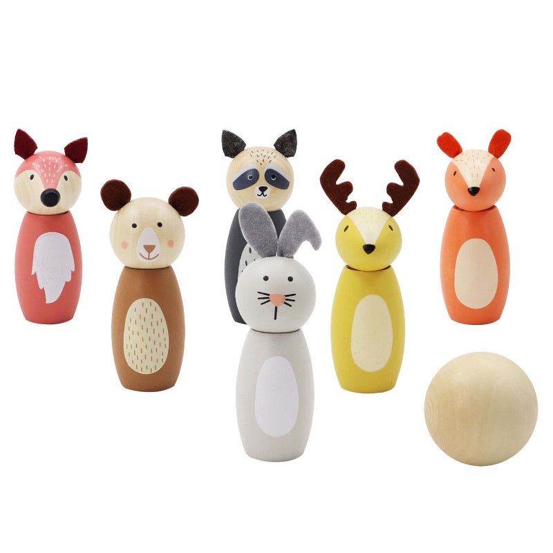 Wooden Animal Bowling Set Skittles