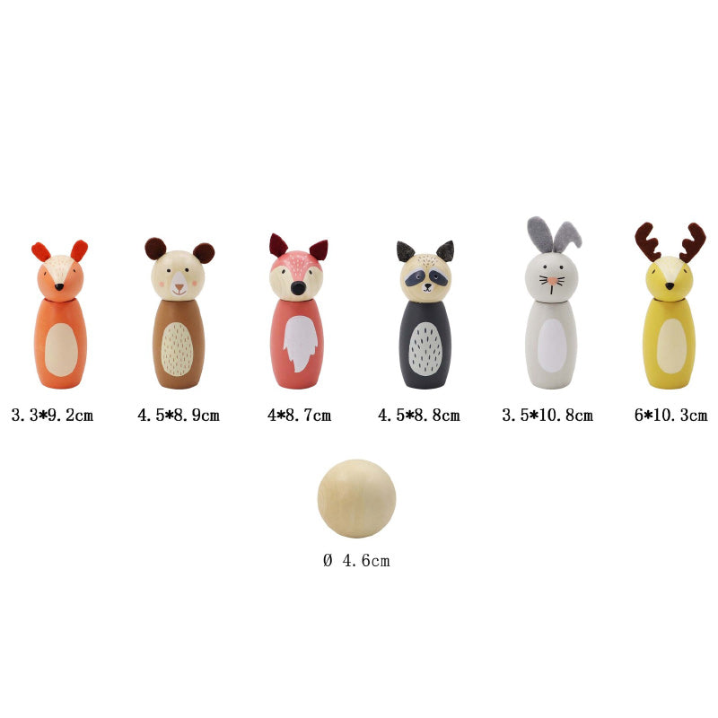 Wooden Animal Bowling Set Skittles