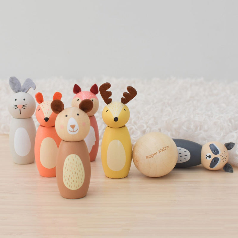 Wooden Animal Bowling Set Skittles