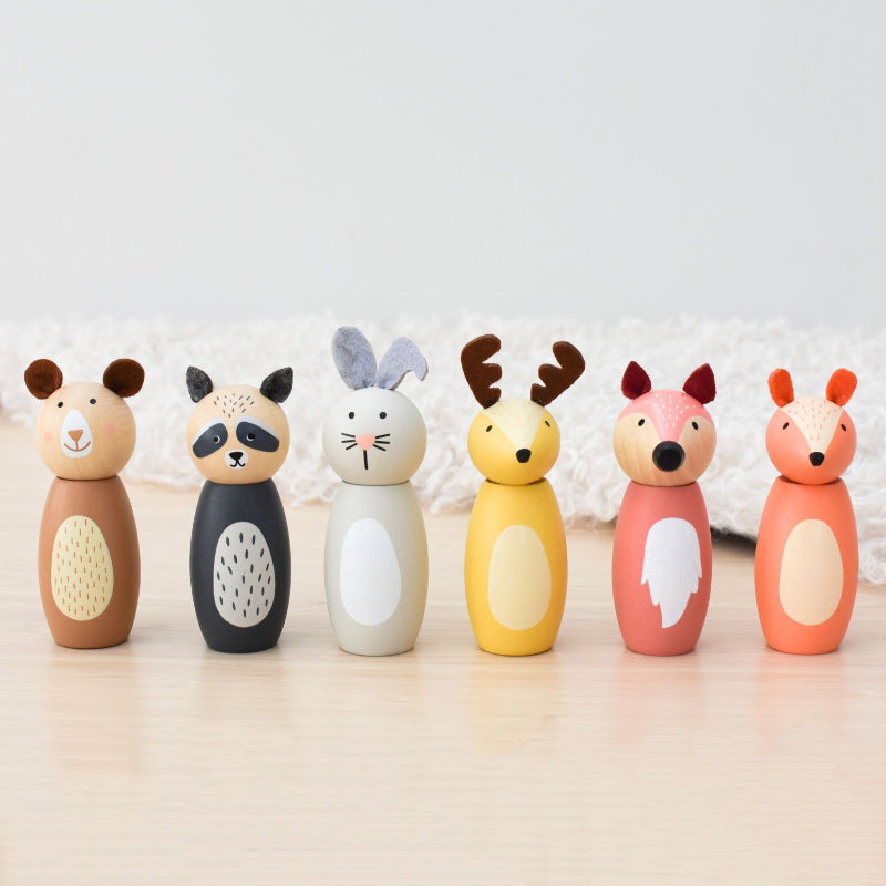 Wooden Animal Bowling Set Skittles