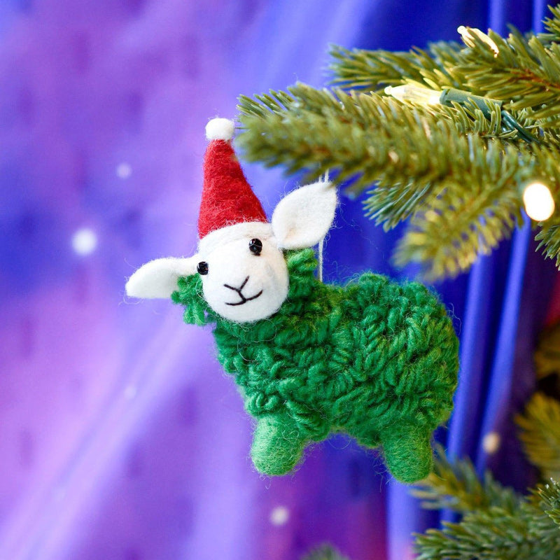 Felt Christmas Ornament - Green Sheep