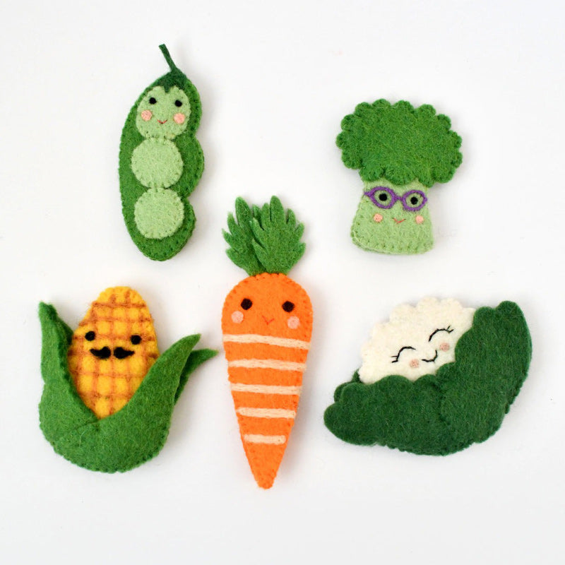 Felt Finger Puppet Set - Vegetables