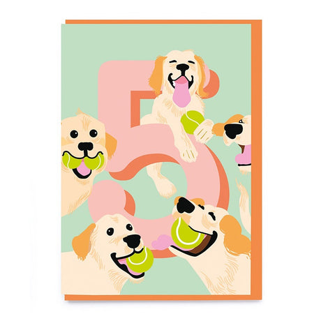 Age 5 Birthday Card - Labradors