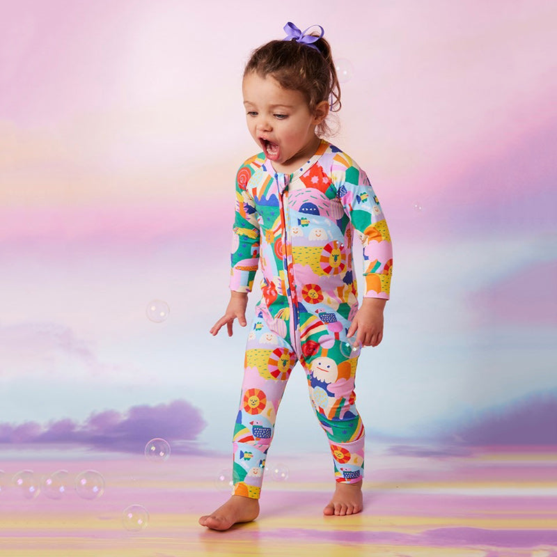 Halcyon Nights LS Romper - Rainbow Valley