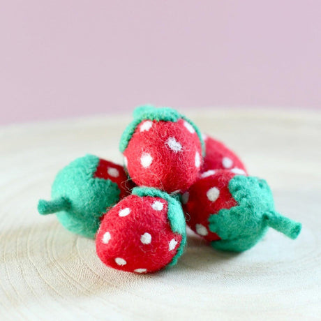 Felt Strawberries - 5 Red Strawberries