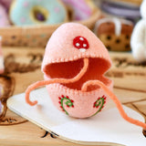 Felt Egg Cover - Peach With Mushroom Motif