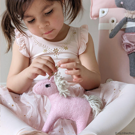 Felt Pink Unicorn Toy