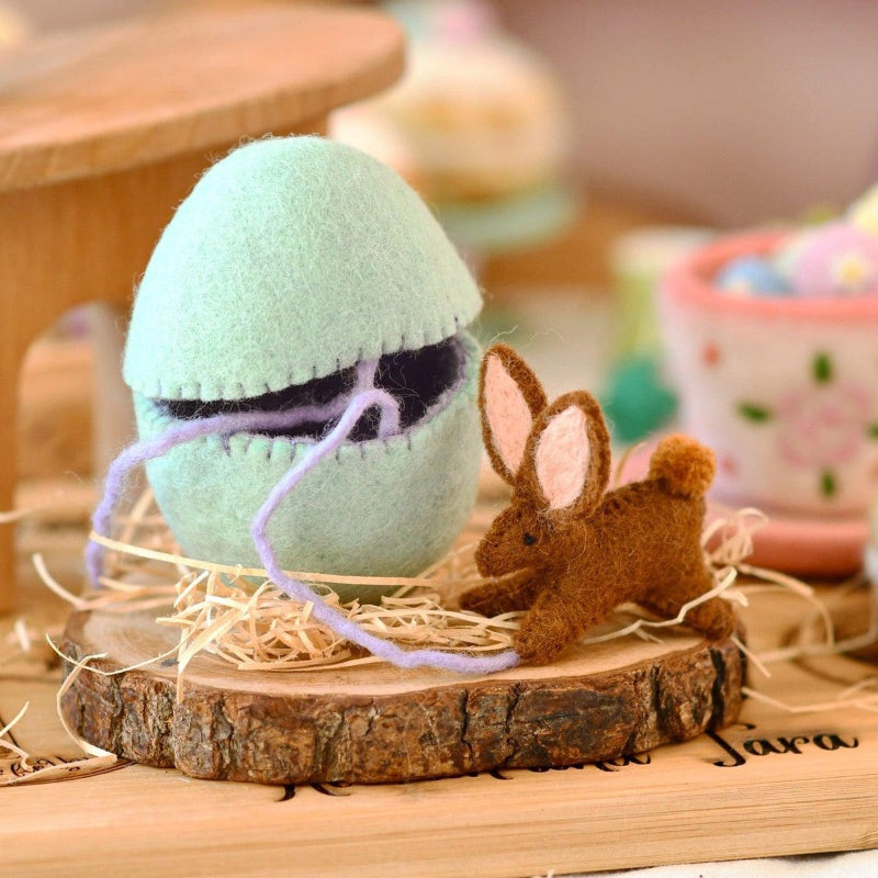 Felt Surprise Egg with Brown Bunny Inside