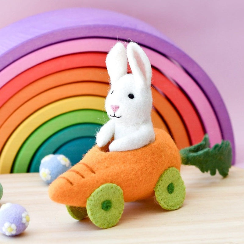 Felt Rabbit With Carrot Car Toy