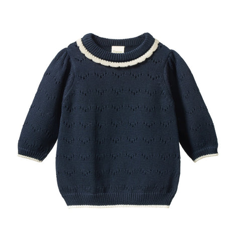 Nature Baby LS Maeve Tee - Navy Pointelle