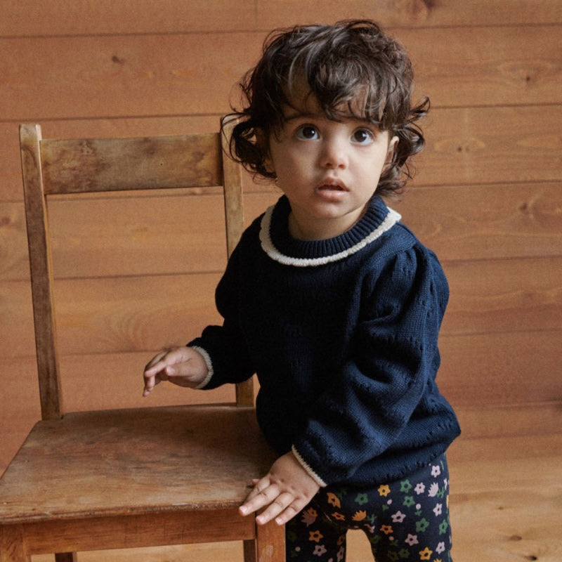 Nature Baby LS Maeve Tee - Navy Pointelle