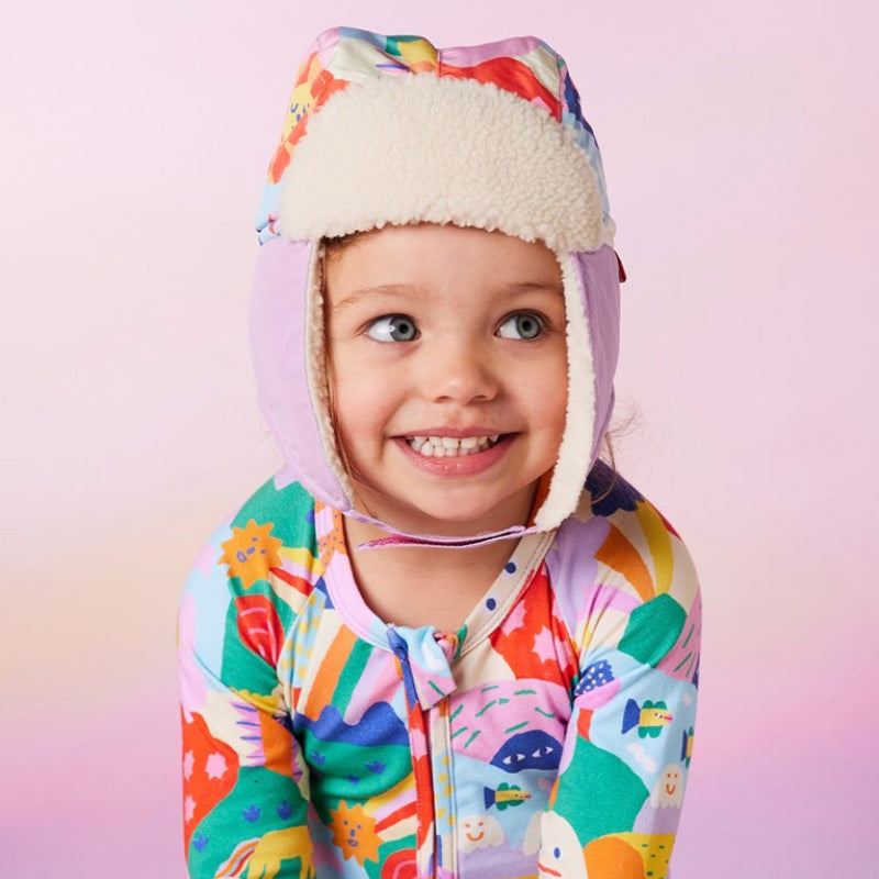 Halcyon Nights Sherpa Trapper Hat - Rainbow Valley
