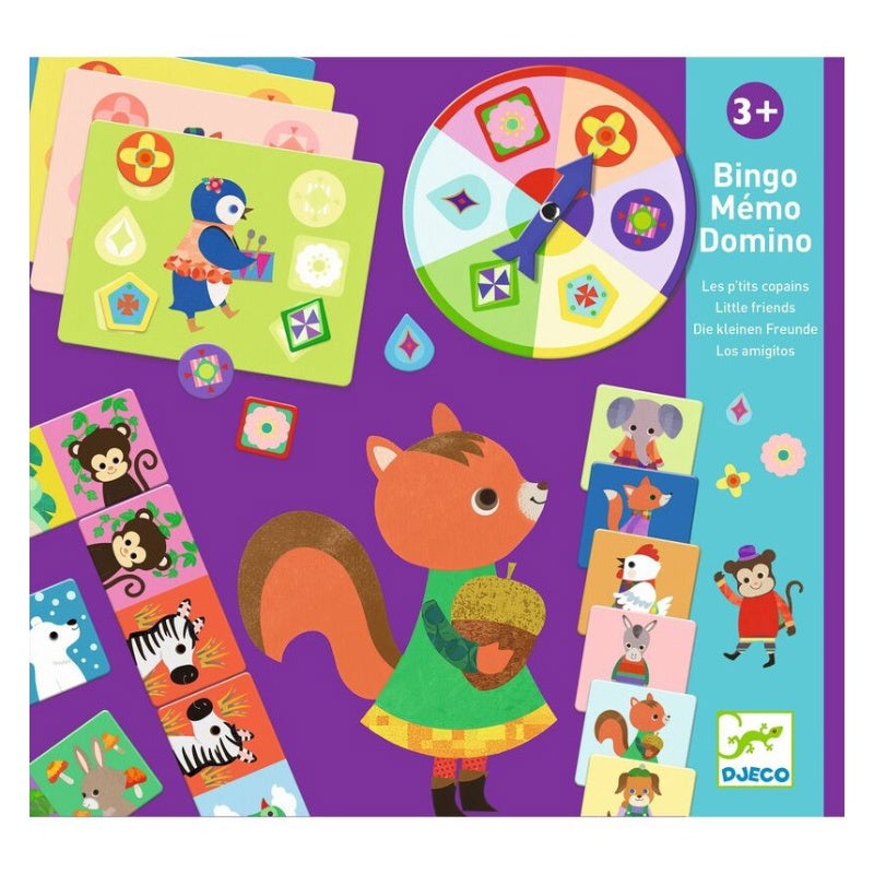 Djeco 83PC Trio Of Animal Games - Memory/Domino