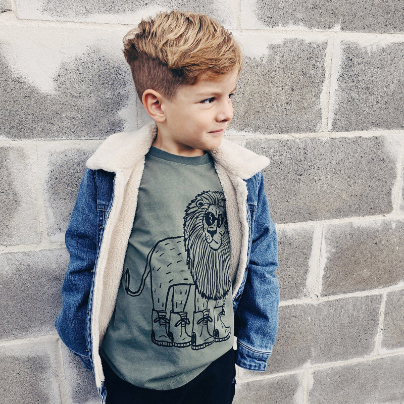 Minti Teddy Lined Denim Bomber Jacket - Indigo