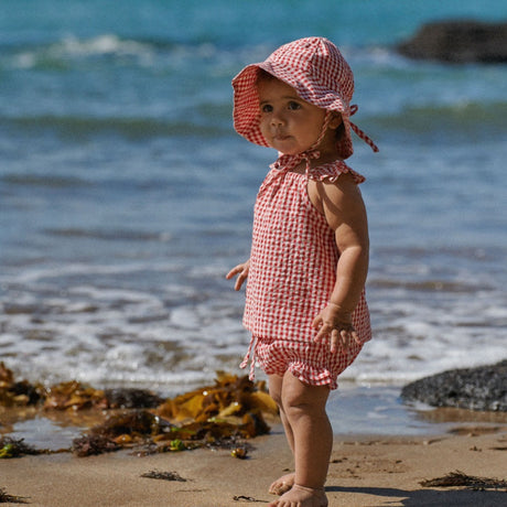 Nature Baby Gingham Sunhat - Red Check
