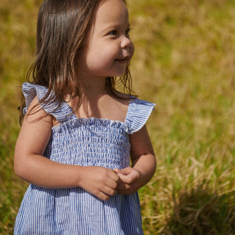 Nature Baby Gala Dress Linen - Blue Stripe